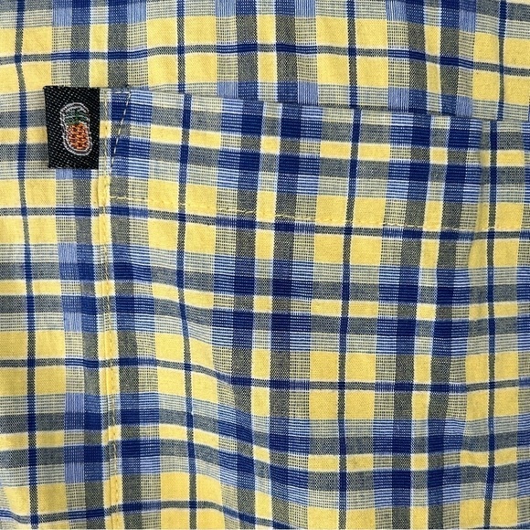 Pineapple Connection Men’s Blue & Yellow Plaid Button Down Shirt Oversized Large - Picture 8 of 14